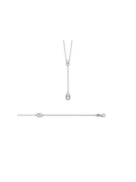 Collier Cravate Double Anneaux avec Pierre - Argent 925