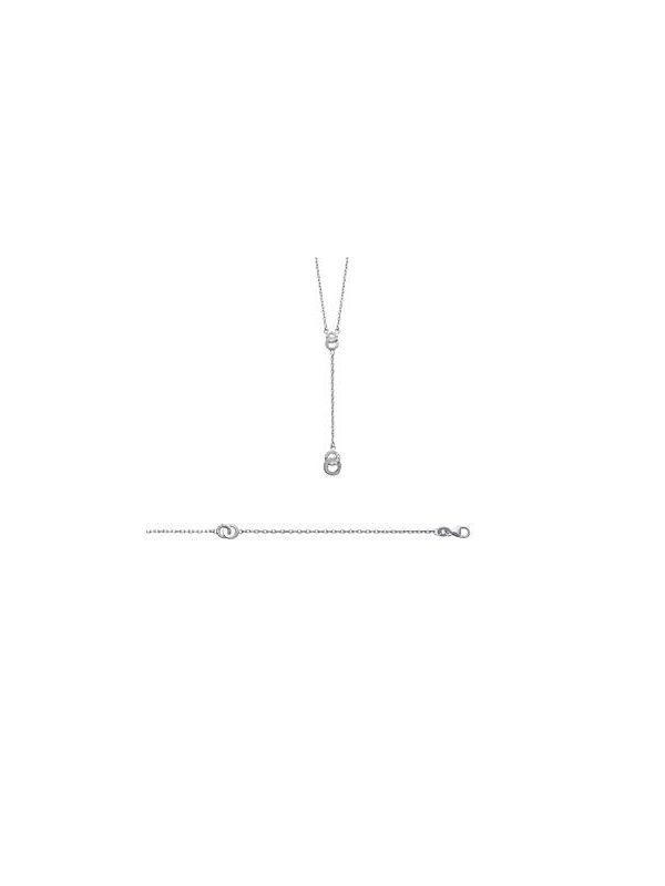 Collier Cravate Double Anneaux avec Pierre - Argent 925