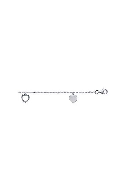 Bracelet Chaîne en Argent Sterling 925 avec Cœurs Pleins et Creux - Fusion d'Amour et d'Élégance