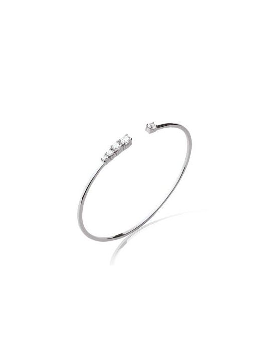 Bracelet Jonc en Argent Sterling 925 avec Quintuple Zircons - Design Asymétrique Élégant