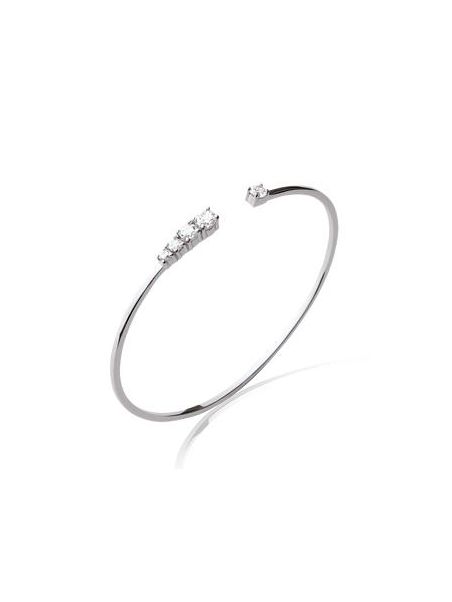 Bracelet Jonc en Argent Sterling 925 avec Quintuple Zircons - Design Asymétrique Élégant