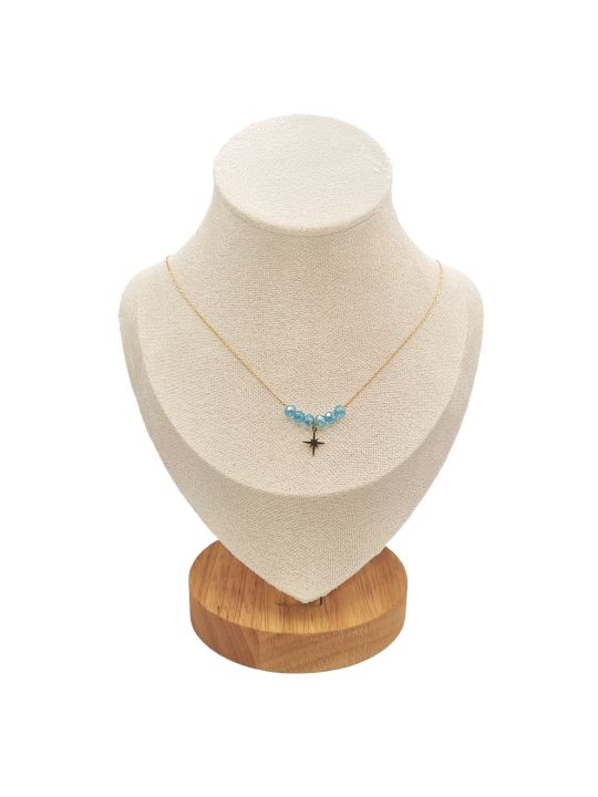 Collier en Acier Inoxydable Doré avec Perles de Pierre Pêche et Pendentif Étoile - Élégance et Féminité