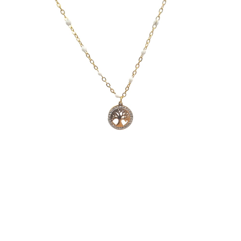 Collier en Acier Inoxydable Doré avec 2 Anneaux Dorés Entrelacés - Symbole d'Élégance et d'Unité