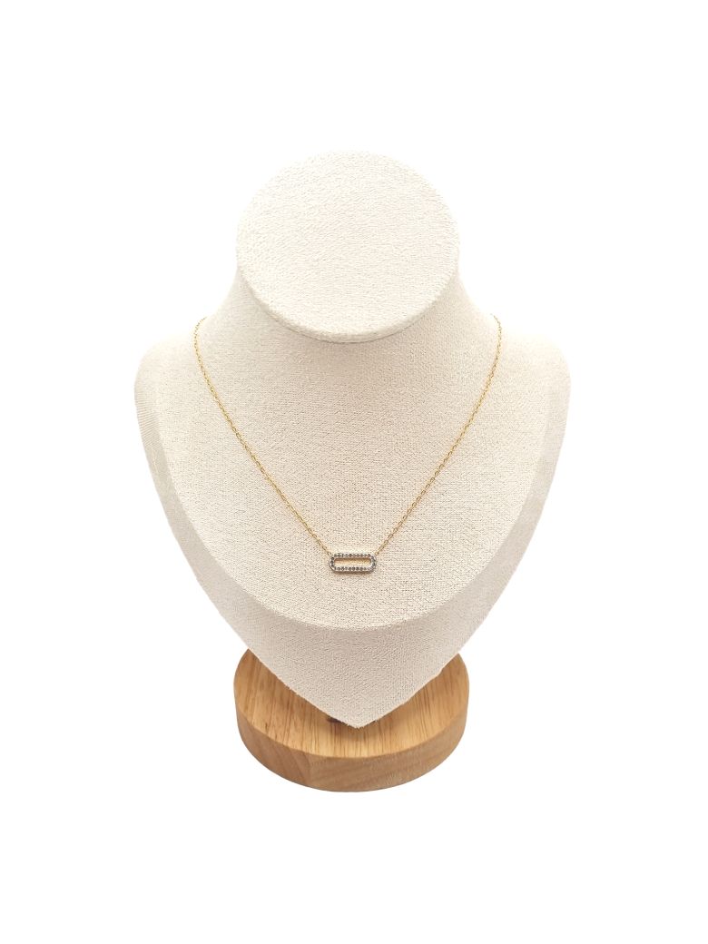 Collier en Acier Inoxydable Doré avec 2 Anneaux Dorés Entrelacés - Symbole d'Élégance et d'Unité