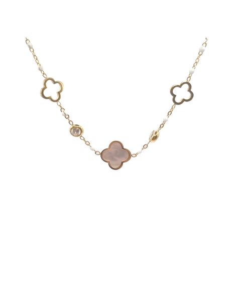 Collier en Acier Inoxydable Doré avec 2 Anneaux Dorés Entrelacés - Symbole d'Élégance et d'Unité