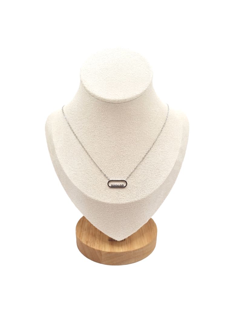 Collier en Acier Inoxydable Argenté avec Solitaire en Zircon – Éclat Élégant et Intemporel