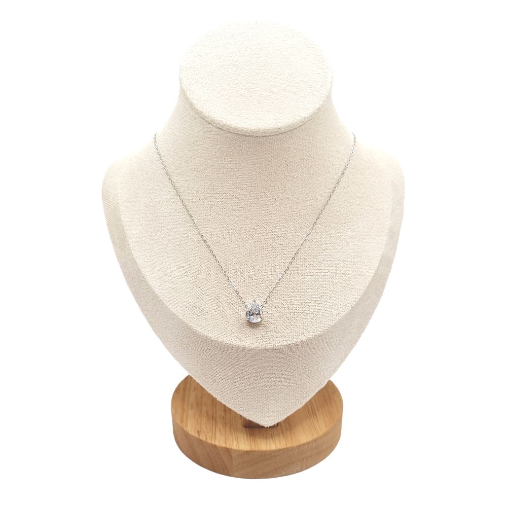 Collier en Acier Inoxydable Argenté avec Solitaire en Zircon – Éclat Élégant et Intemporel