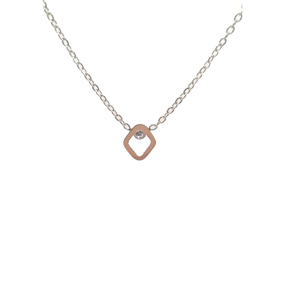 Collier en Acier Inoxydable Argenté avec Solitaire en Zircon – Éclat Élégant et Intemporel