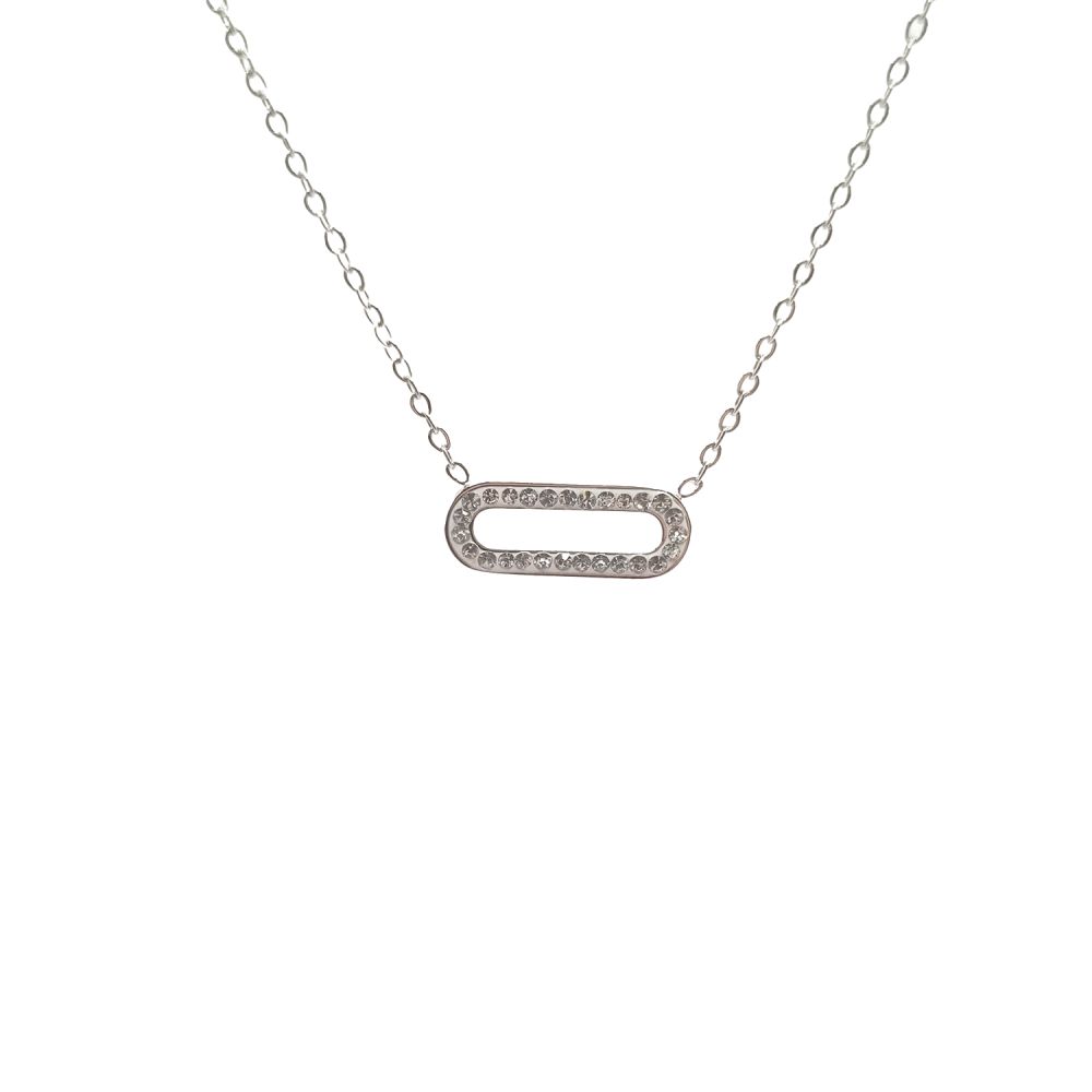 Collier en Acier Inoxydable Argenté avec Solitaire en Zircon – Éclat Élégant et Intemporel