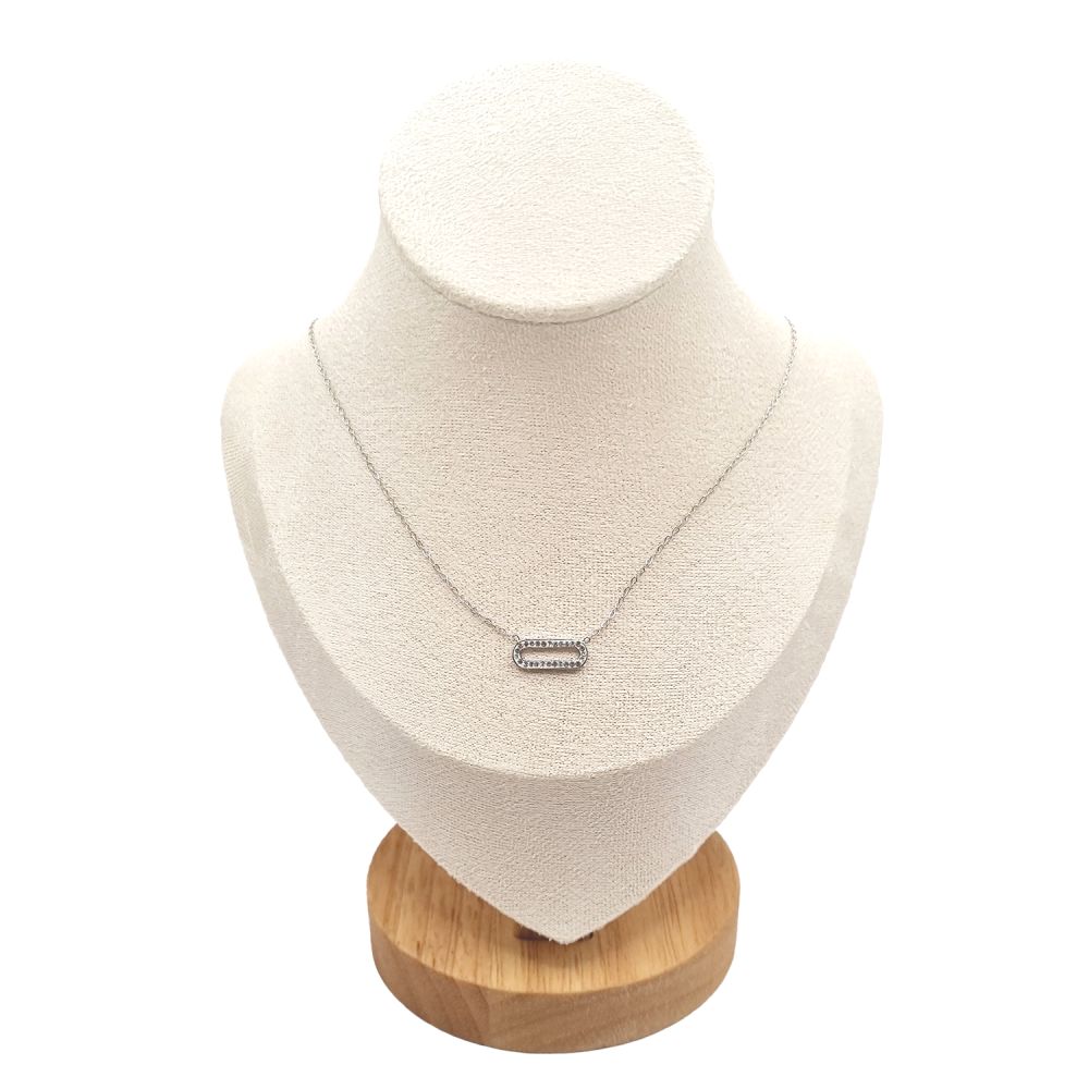 Collier en Acier Inoxydable Argenté avec Solitaire en Zircon – Éclat Élégant et Intemporel