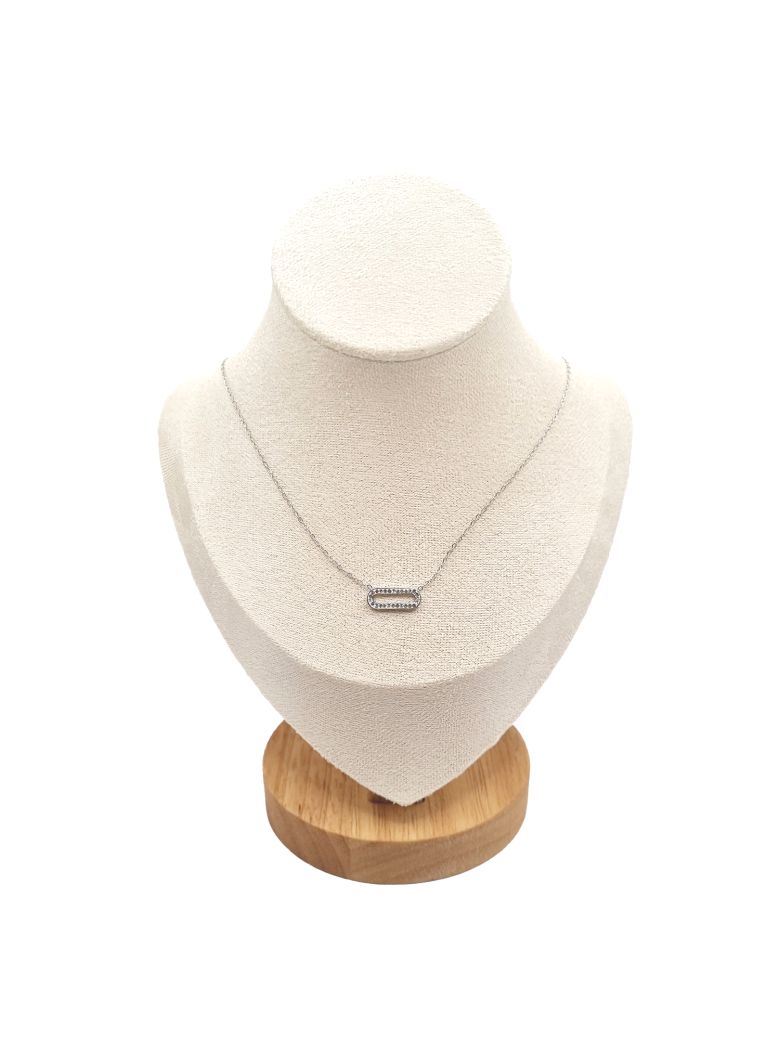 Collier en Acier Inoxydable Argenté avec Solitaire en Zircon – Éclat Élégant et Intemporel