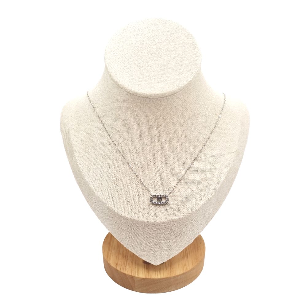 Collier en Acier Inoxydable Argenté avec Solitaire en Zircon – Éclat Élégant et Intemporel