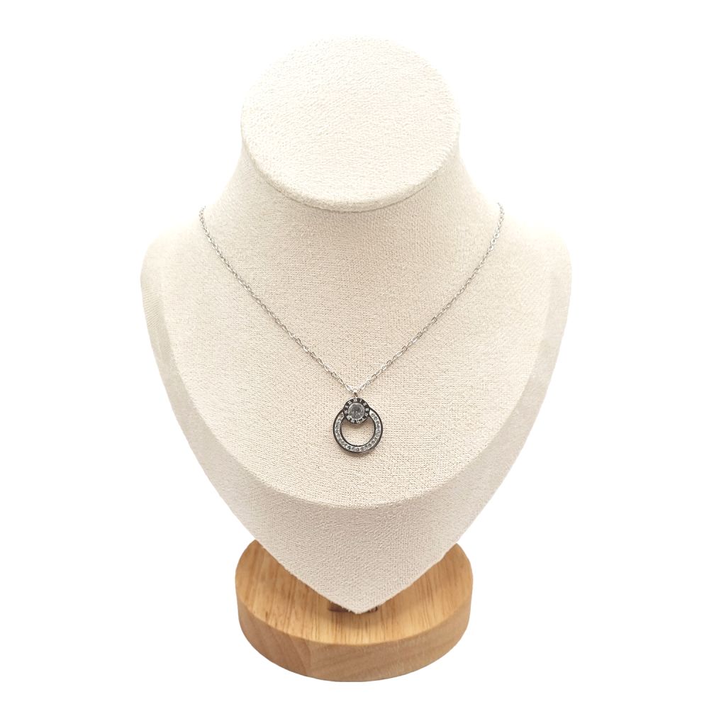 Collier en Acier Inoxydable Argenté avec Solitaire en Zircon – Éclat Élégant et Intemporel