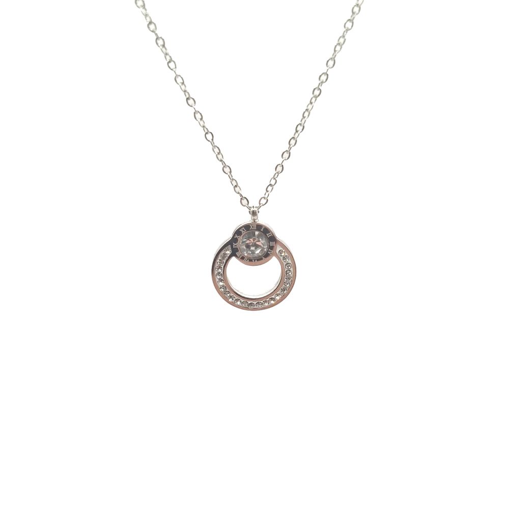 Collier en Acier Inoxydable Argenté avec Solitaire en Zircon – Éclat Élégant et Intemporel