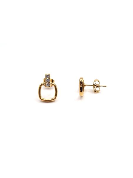 Boucles d'Oreilles en Acier Inoxydable Doré Forme Géométrique – Style Minimaliste et Moderne