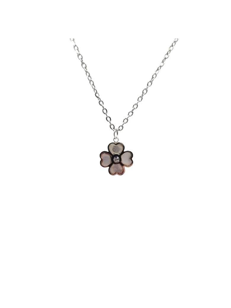 copy ofCollier en Acier Inoxydable Argenté avec Pendentif Fleur en Nacre