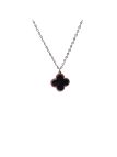 copy ofCollier en Acier Inoxydable Argenté avec Pendentif Fleur Émaillée Noire