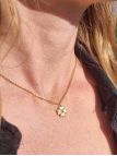 Collier en Acier Inoxydable Doré avec Pendentif Fleur en Nacre