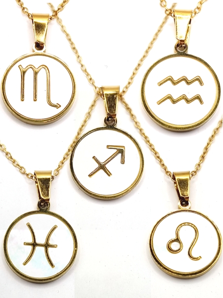 Collier signe astrologique en acier inoxydable doré 18 carats – Élégance personnalisée